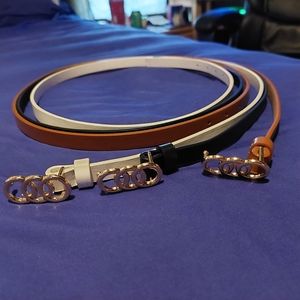 3 Plus Size Belts, in brown, black and white.